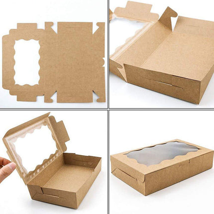 50pcs Rectangular Kraft Paper Window Box Gift Packaging Boxes Party Favors