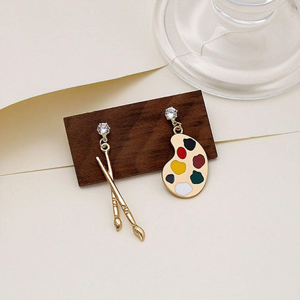 Artistic Asymmetric Earrings Brush and Drawing Board Design Creative Jewelry