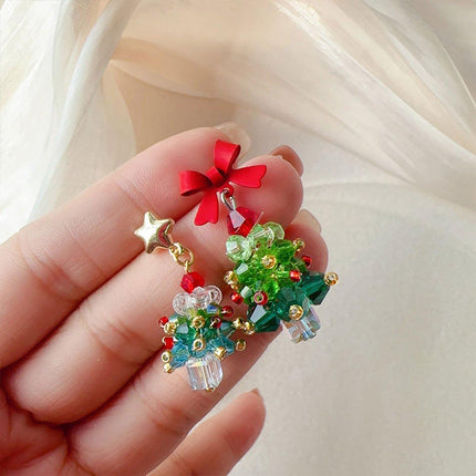 Cute Christmas Tree Stud Earrings for Girls Holiday Jewelry Festive Fashion Gift