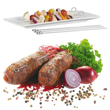 12PC Metal BBQ Skewers Reusable 20cm Grill Sticks Kebab Grilling Tools