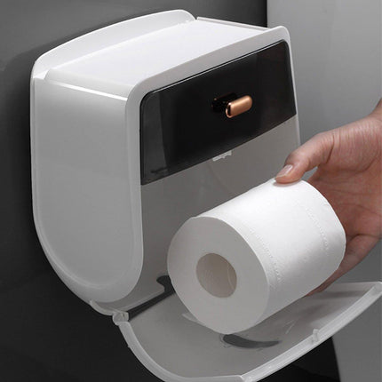 Wall-Mounted Toilet Tissue Paper Roll Holder Storage Box No punching Waterproof