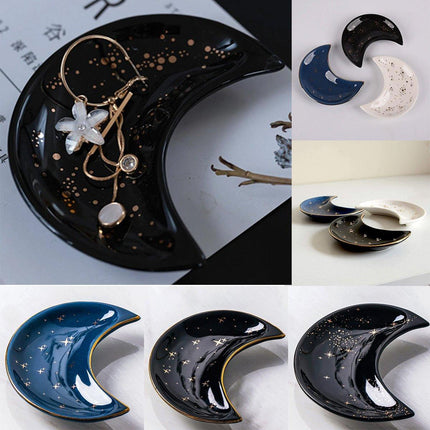 Moon Shaped Decorative Plate Fruit Tray Jewelry Storage Rack Dip Saucer for Home