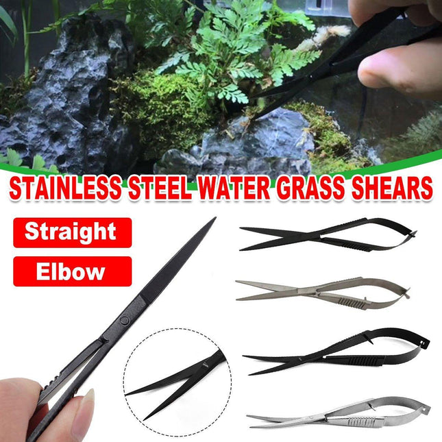 Aquarium Plant Tools Water Grass Spring Scissors Stainless Steel Long Handle