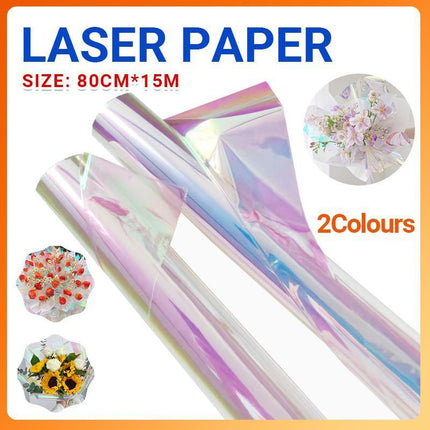 Iridescent Flower Bouquet Wrapping Paper 80CM*15M Cellophane Rainbow Film - Aimall