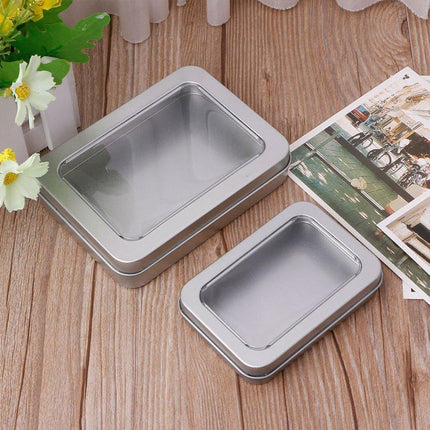 10pcs Metal Iron Box with Open Window Storage Rectangle Packaging Containers