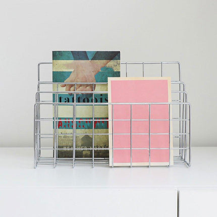 Three Layer Iron Office Document Organizer Rack Magazine Storage Shelf Bookshelf