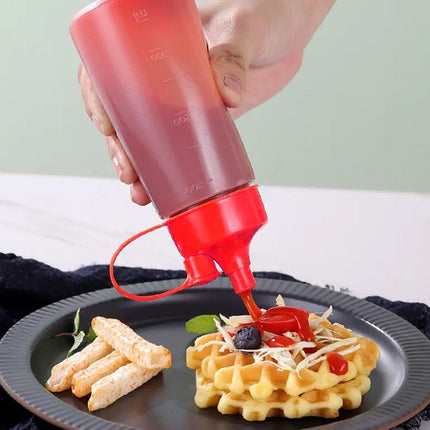 5PCS 300ml Wide Mouth Sauce Squeeze Bottle Large Capacity Plastic Dispenser Set