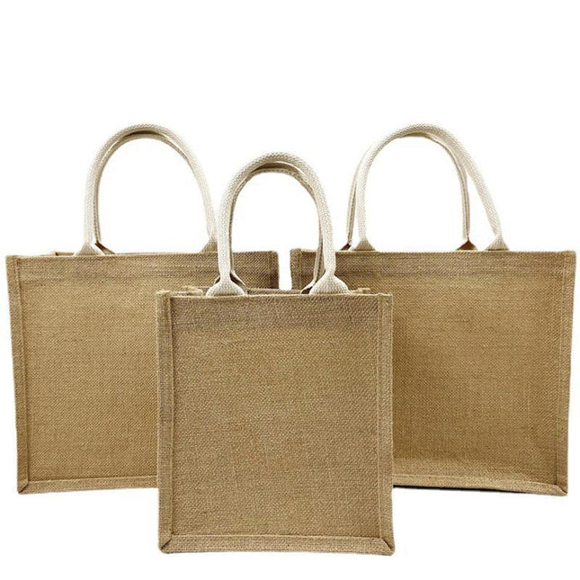 Unprinted Linen Handbag Good Product Companion Gift Linen Hemp Jute Shopping Bag - Aimall