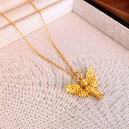 Elegant Zircon Angel Necklace Retro Fashion Clavicle Chain Luxury Jewelry
