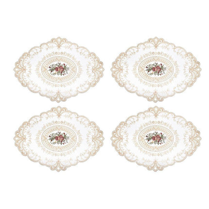 4 Pack Retro Lace Oval Placemats 31x42cm French Crochet Doilies 4 Colors Set