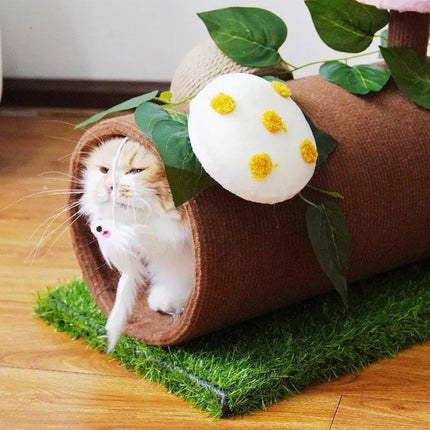 Multifunctional Cat Scratching Board Tree Pet Hut with Hole for Cats and Kittens
