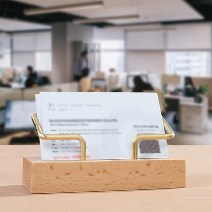 Business Card Holder Organizer Desk Display Stand Wooden Card Storage Box