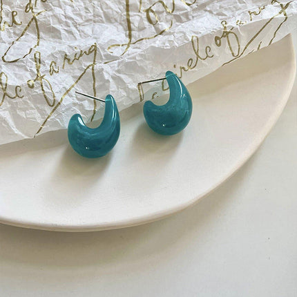 Retro Blue Oil Drop Earrings Stylish Elegant Fashion Women Jewelry Earrings