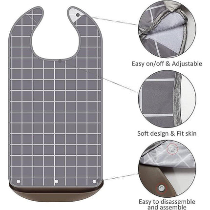 4X Elderly Bib for Eating Women/Men Bib-Washable Reusable Waterproof Apron
