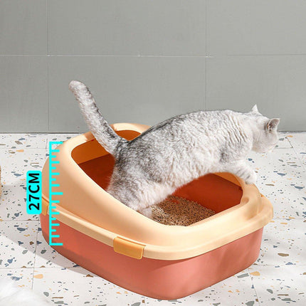 Large Cat Litter Box Semi Enclosed Anti Splash Durable Plastic Open Circulation
