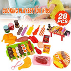 Set Kids BBQ Pretend Play Kitchen Food Toys Cooking Playset for Kids 28pcs - Aimall