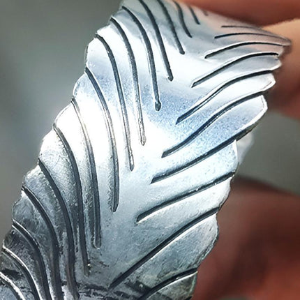Vintage Punk Silver Colour Feather Cuff Bracelet for Men Women Wrist Adjustable - Aimall
