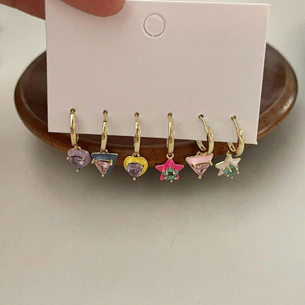 Colourful Geometric Earrings Glazed Zircon Fashion Dangle Sweet Jewelry