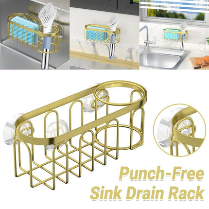 Punch Free Kitchen Sponge Brush Drain Rack Utensil Holder Suction Sink Storage