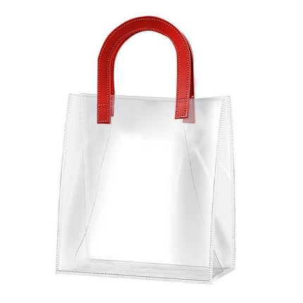 Transparent PVC Handheld Bags Transparent Gift Bag Handle Candy Containers Gifts Red - Aimall