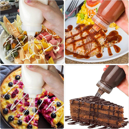 8pcs Squeeze Sauce Bottle Multi Hole 380ML Plastic Jam Salad Dressing Bottle Set