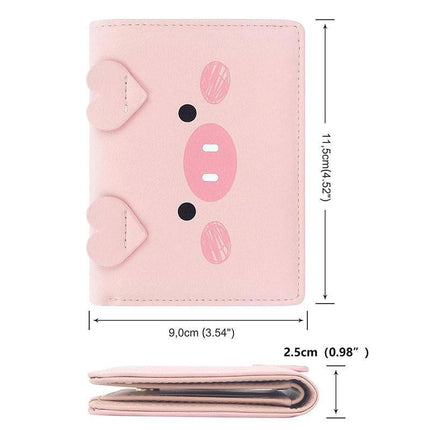 Womens Cute Cartoon Short Wallet Small Three Fold Multi Card Holder Wallet