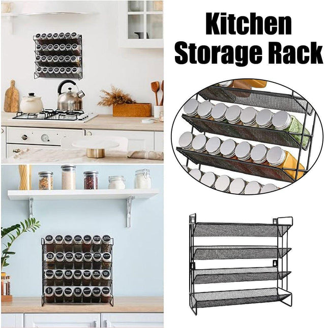 Black Four Tier Kitchen Shelf Organizer Storage Rack for Home Organization Use