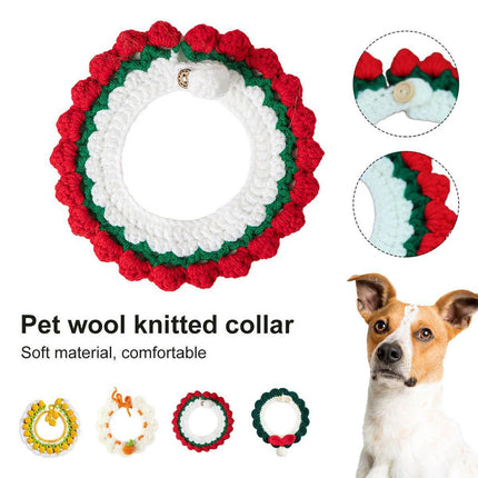 Adjustable Knitted Pet Collar Cute Bib Style for Cats and Small Dogs