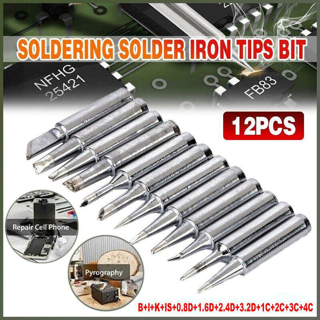 12pcs/set 900M-T Soldering Solder Iron Tips Bit For Hakko Welding Station Tools - Aimall