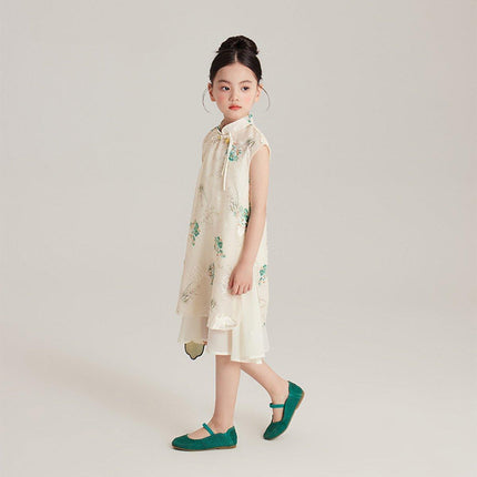 Summer Cheongsam Dress New Chinese Style Retro Girl Cheongsam Outfit