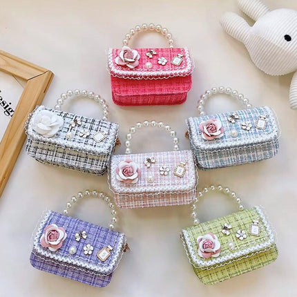 Girls Small Square Princess Handbag Chain Shoulder Bag Kids Messenger Bag