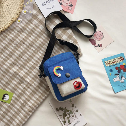 Sesame Street Crossbody Bag Canvas Cartoon Satchel Student Shoulder