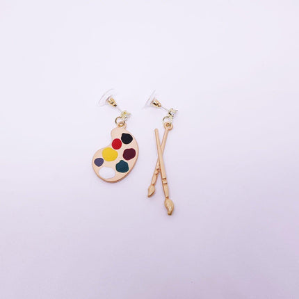 Artistic Asymmetric Earrings Brush and Drawing Board Design Creative Jewelry