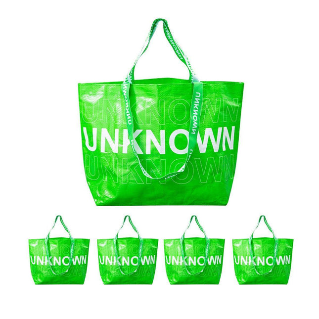 5pcs Hand Woven Green Handbags Waterproof Eco-Friendly Shopping Tote Bags