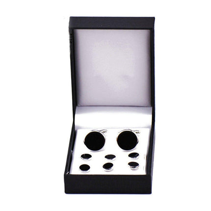 8Pcs Mens Cufflinks Shirt Tuxedo Wedding Party Buttons Cufflinks Black
