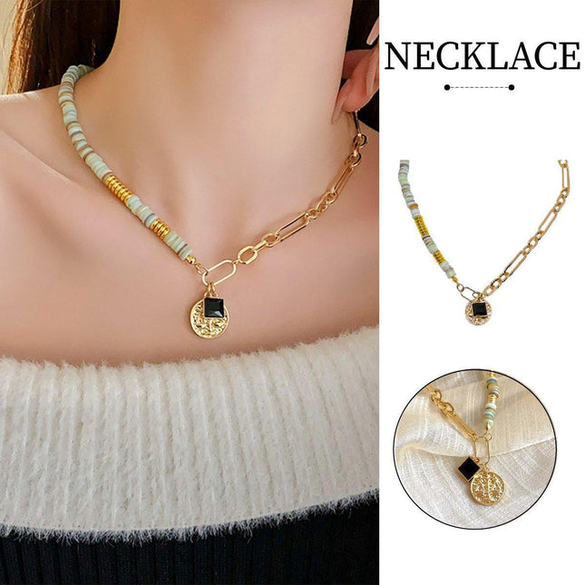 Fashion Natural Stone Necklace Retro Clavicle Chain Simple Jewelry Women
