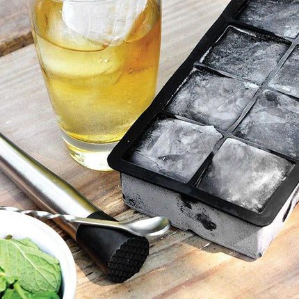 8 Grids Whiskey Silicone Maker Ice Cube Tray Mould Large Mold Giant Square Black - Aimall