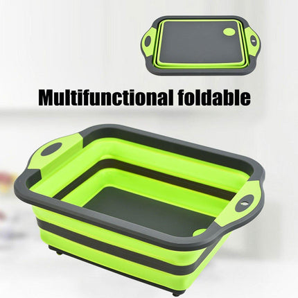 Multifunctional Plastic Sink Cutting Board Foldable Draining Basket Outdoor Dish