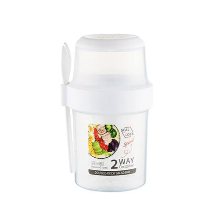 Double Plastic Salad Cup with Fork Sealed Breakfast Container for On-the-Go Meal