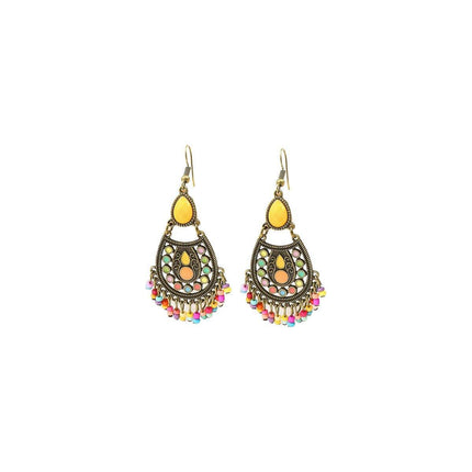 Retro Court Style Geometric Leaf Earrings Elegant Vintage Jewelry for Women Gift