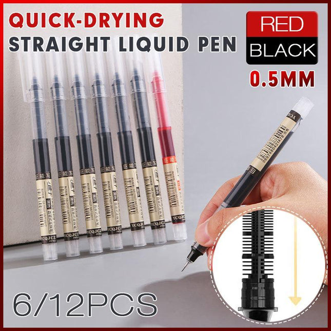 6/12Pcs 0.5mm Straight Liquid Rollerball Pens Stationery School Office Supplies - Aimall
