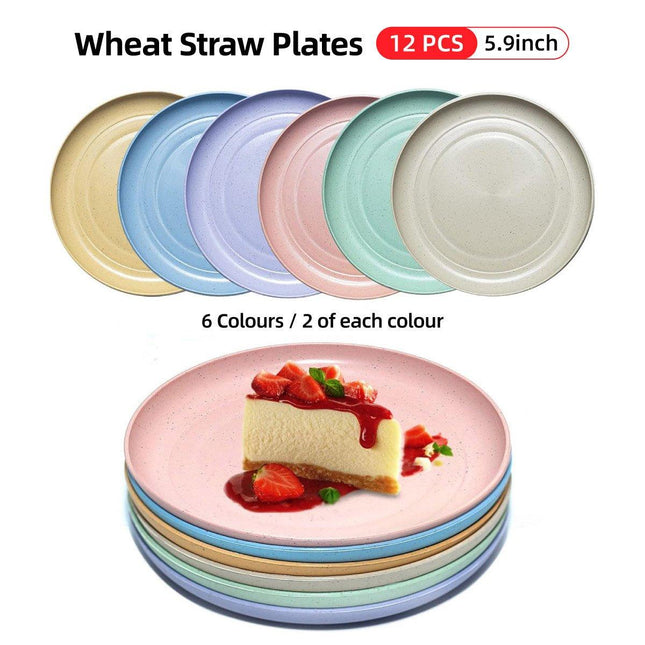 12pcs 15cm Round Ceramic Plate for Fruit Dumplings Household Vegetable Dish