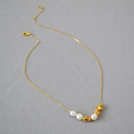 Simple Irregular Freshwater Pearl Necklace and Bracelet Set Elegant Women