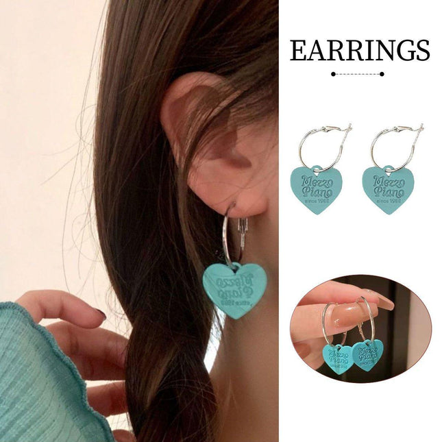Green Academy Style Heart Shaped Cute Earring Clip Women Fashion Jewelry