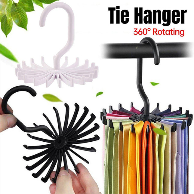 Plastic Mini 360 Degree Rotating Tie Hanger Closet Organizer Space Saving Tool