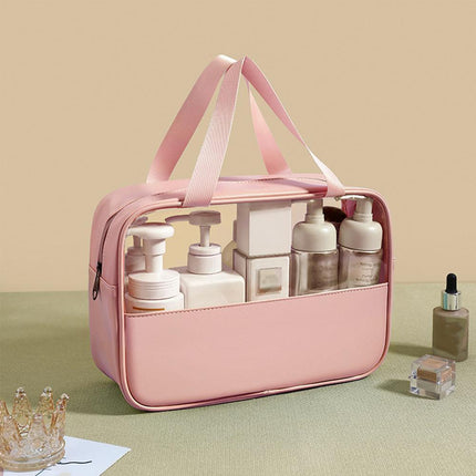 3pcs Large Capacity Waterproof Makeup Bag Set Translucent PU Travel Storage Bag