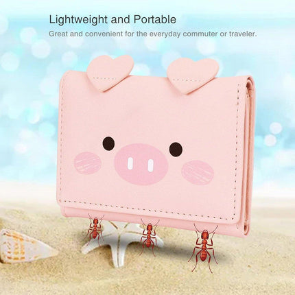 Womens Cute Cartoon Short Wallet Small Three Fold Multi Card Holder Wallet