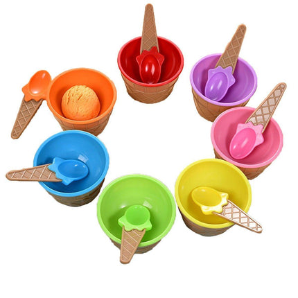 7Pc Set Colourful Ice Cream Cups and Bowls with Spoons Dessert Gift Set