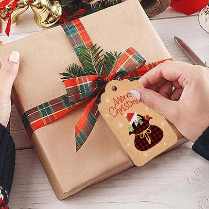 50PCS Christmas Kraft Paper Gift Tags Vintage Holiday Party Card Packaging Decor