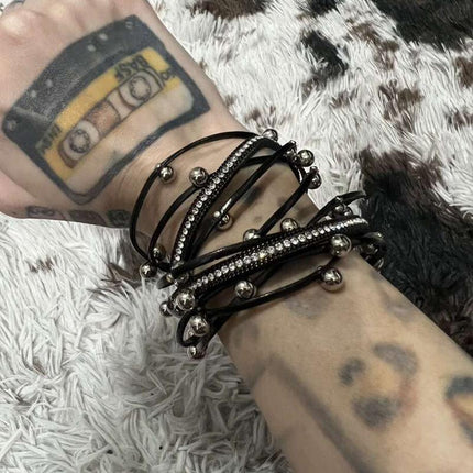 Fashion Multilayer Leather Bracelet Men Women Wristband Bangle Creative Jewelry - Aimall